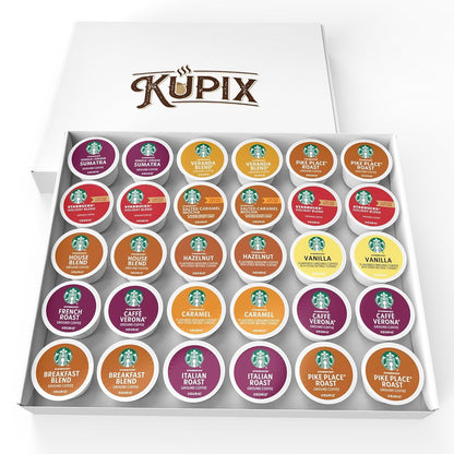 30 Count—Starbucks Variety Pack Sampler K-Cup Coffee Pods—Including Starbucks Blonde, Medium, Dark Roast, Flavored & Holiday Blend Coffee—For Keurig Brewers—1 Box (15 Unique Flavors)