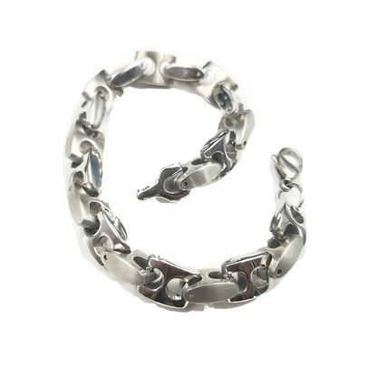 Men's Bangle 316L Stainless Steel  Silver Solid  large Chunky Curb Cuban Link Chain Bracelet Gifts for Men Boys 9mm 8.5 inch Heavy