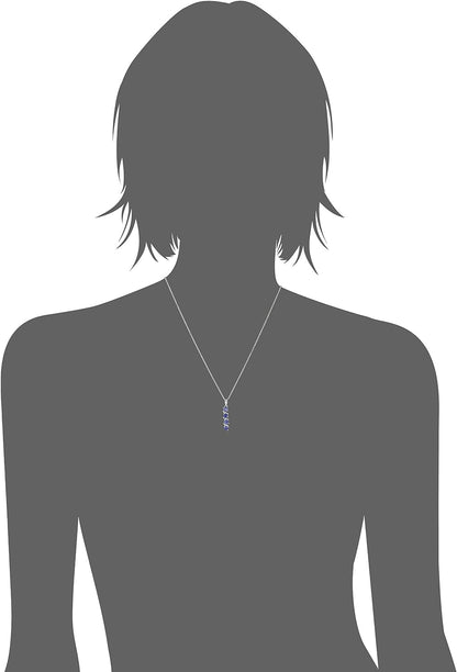 Womens Sterling Silver Created Gemstones Four Stone Pendant Necklace