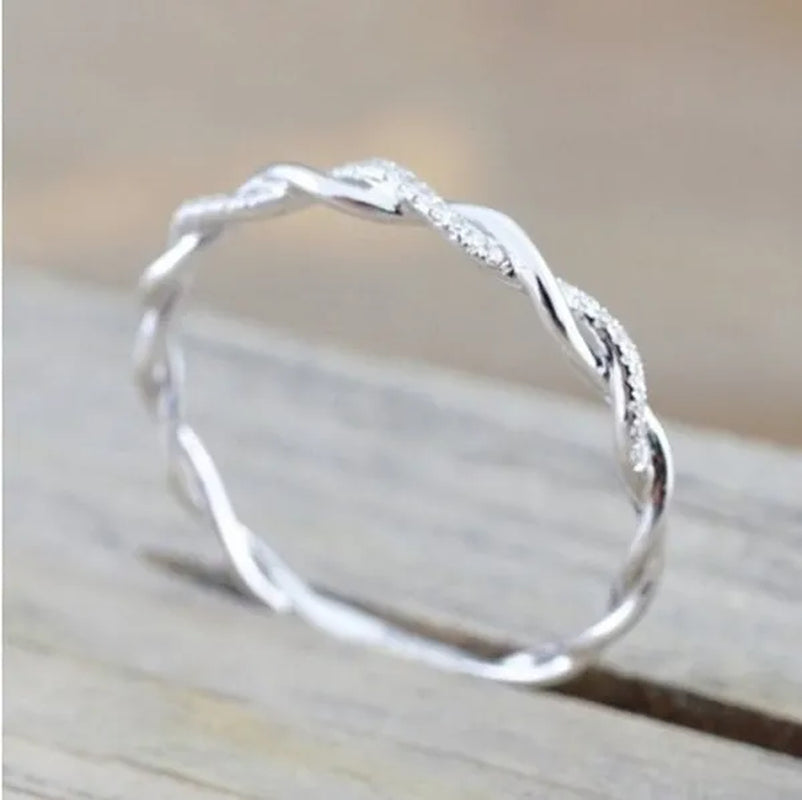 Diamond Ring Engagement Ring  Diamond Anniversary Twined Vine Simple Infinity Eternity Ring Bridal Women Promise Ring Anniversary Gold Wedding Bands Size 4-10