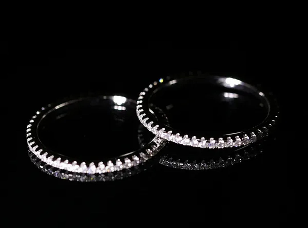 Luxurious Jewellery Women pave full Diamond Stone cz 925 Sterling silver Wedding Ring Size 5-10