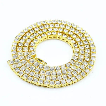 1 Row 24" 30" Gold/Silver Iced Out Bling Necklace Men's Hip Hop Chain