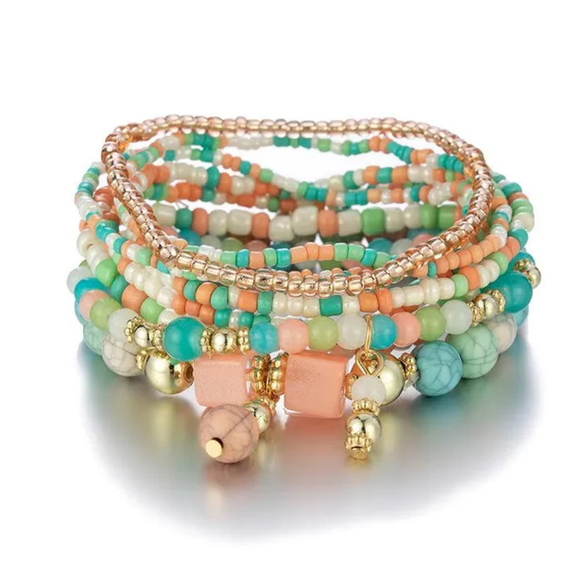 Bohemian Bracelet Sets for Women - Stackable Stretch Bracelets Multi-Color Boho Jewelry for Women Hippie Bracelets Dainty Jewelry Best Friend Gift