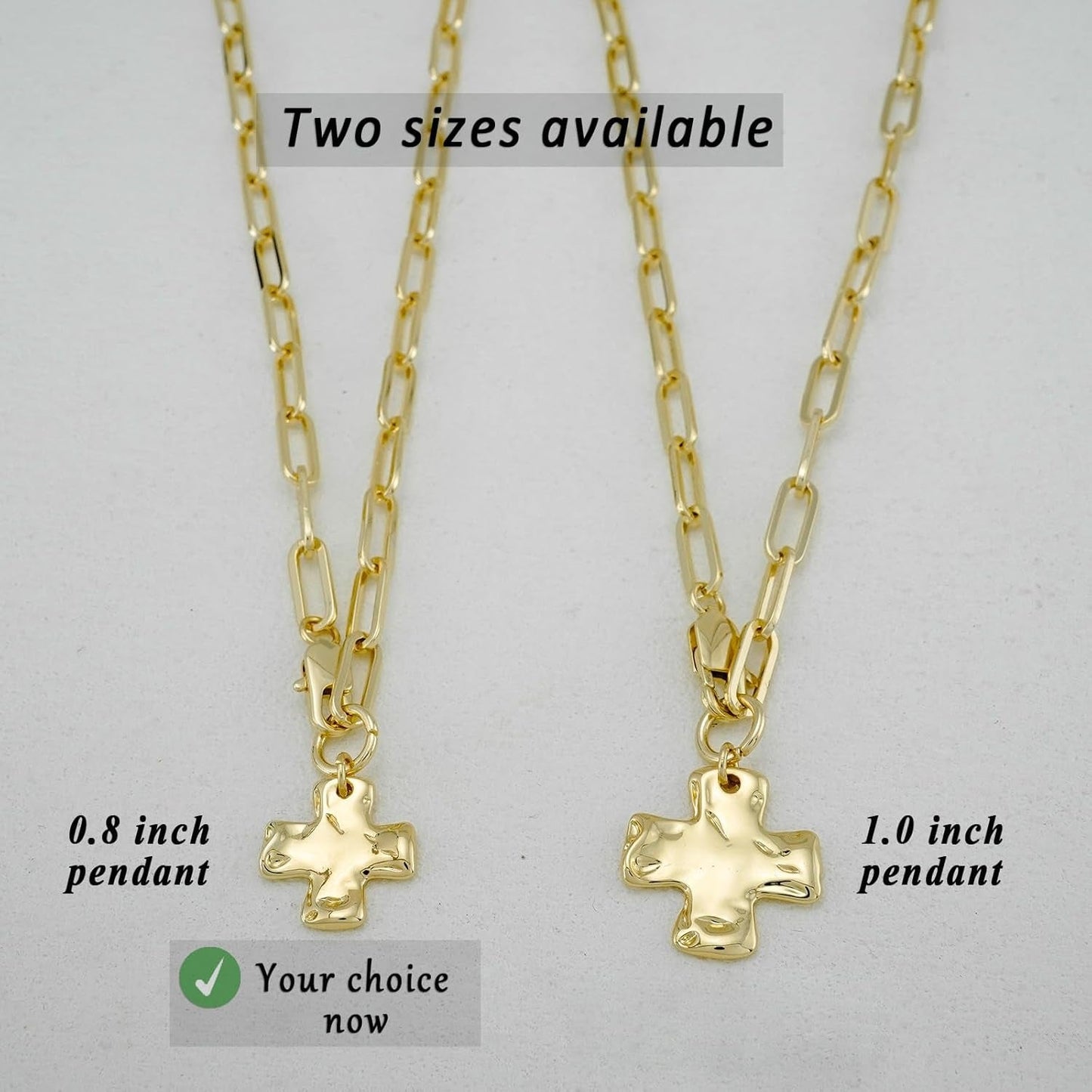 Chunky Cross Necklace for Women Trendy 14K Gold Silver Plated Statement Big Cross Pendant Paperclip Chain Charm Necklaces Religious Faith Easter Basket Stuffers Baptism Costume Jewelry Gift
