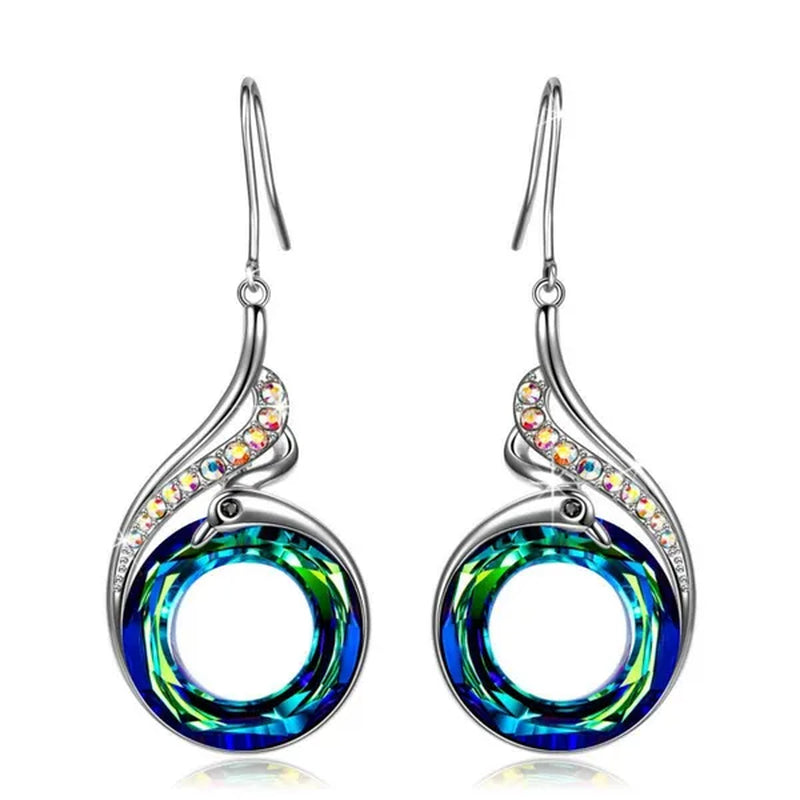 2 Colors Woman'S ❤️Nirvana of Phoenix❤️ Crystals Earrings ( Blue / Multi )