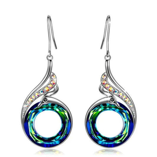 2 Colors Woman'S ❤️Nirvana of Phoenix❤️ Crystals Earrings ( Blue / Multi )