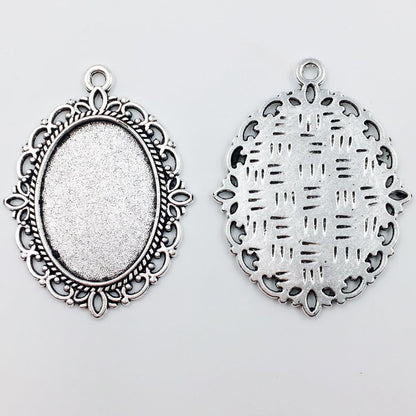 24 PCS Bezel Pendant Trays Oval Cabochon Settings Trays Pendant Blanks