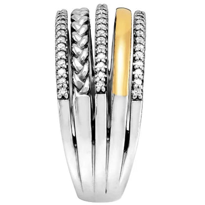0.26 CT. T.W. Multi Row Diamond Ring in Sterling Silver and 14K Yellow Gold