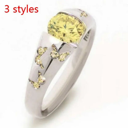 Latest Creative Lady Fashion Fresh Butterfly Ring  Elegant Temptation Princess Engagement Wedding Ring Anniversary Gift Birthday Party Jewelry Size US5-11 (6 colors)