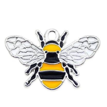 20pcs Enamel Bee Animal Pendant Alloy Charms For Women Bracelet Making Accessory Handmade DIY Findings 17*26mm
