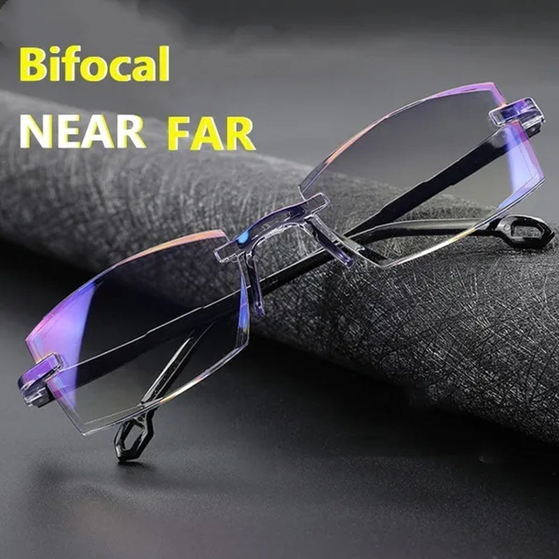 Rimless Diamond-cut Reading Glasses Anti-blue Light and Blue Film Integrated for Women Men Full Degree +1.0 +1.5 +2.0 +2.5 +3.0 +3.5 +4.0