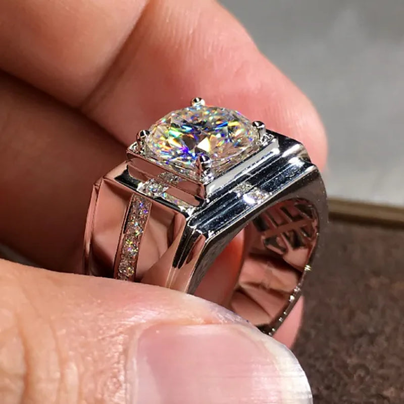 Business Men's Luxury White Sapphire Ring Wedding Engagement Rings Party Jewelry