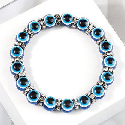 New Fashion Crystal Turkish Lucky Evil Eye Bracelets Blue Evil Eye Bead Bracelet Men Women Handmade Lucky Jewelry Charm Bracelet Female Dropshipping