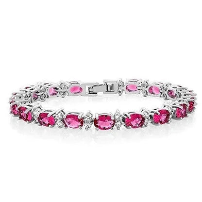 Gem Stone King 925 Sterling Silver Gorgeous Oval and Round Sparkling Cubic Zirconia CZ Tennis Bracelet Jewelry Gift