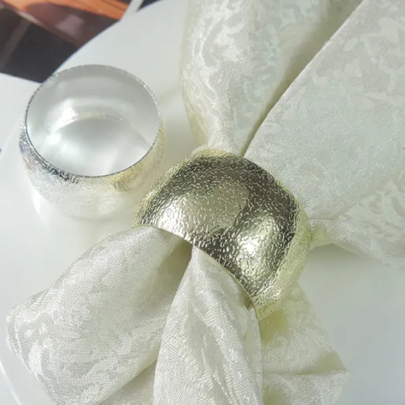 6pcs Silver Gold Wide Face Round Metal Napkin Ring for Wedding Banquet Dinner Table Decor