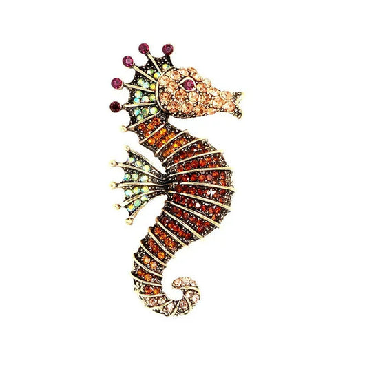 Colors Rhinestone Seahorse Brooch Creative Cute Animal Woman Child Party Clothing Brooches Accessories