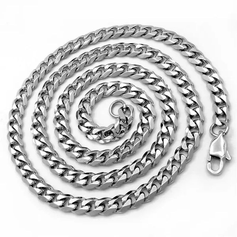 9mm Mens Boys New Fashion Silver/Gold/Black Stainless Steel Curb Chain Necklace Jewelry Wholesale 20-40" (51-102 cm)