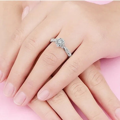 Dazzling Beautiful Women'S Fashion Exquisite Jewelry White Rhinestone Zircon Ring Romantic Bride Princess Engagement Wedding Ring Anniversary Gift Jewelry Size US4-12