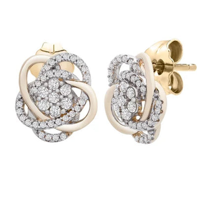 0.25 CT. T.W. Diamond Love Knot Stud Earrings in 14K Yellow Gold