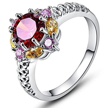 Elegant 925 Sterling Silver Emerald Women Rings Fashion Ruby Amethyst Wedding Party Jewelry Rings for Women