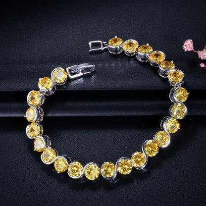 CANDICE White Gold Plated Natural Purple Crystal Bracelets Bangles For Femme Romantic Gift 18CM