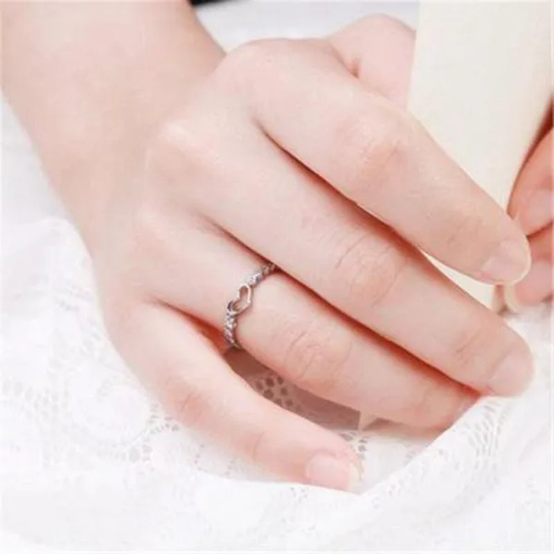 Love Ring 925 Sterling Silver Blue Sapphire Ring Gemstone Heart Ring Women'S Fashion Rings