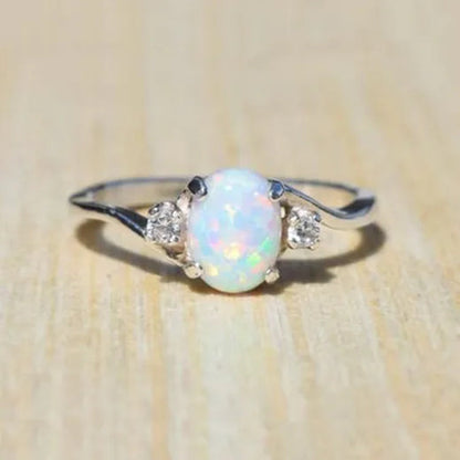 Exquisite Women wedding Jewelry Oval Cut Opal Jewelry Birthday Proposal Gift Bridal Engagement Party Band Rings Size 5 - 11