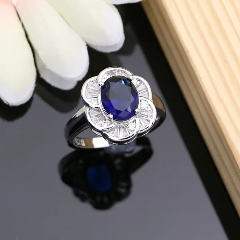 12 Colors Gemstone Jewelry Kits 925 Silver Jewelry Sets Sapphire Amethyst Ruby Emerald Charm for Wedding Women