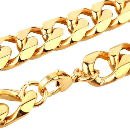 Charm Mens Stainless Steel Bracelet Necklace Silver/Gold Curb Cuban Link Chain 8"-40"