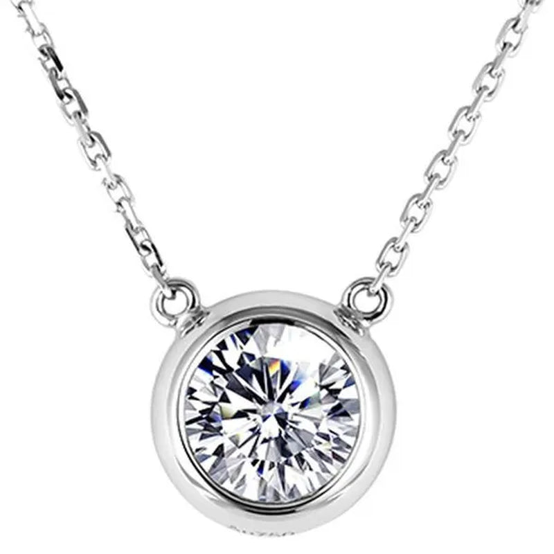 Majesty Diamonds MDS210304 1 CT Round Moissanite Solitaire Pendant Necklace with Chain in 0.925 White Sterling Silver