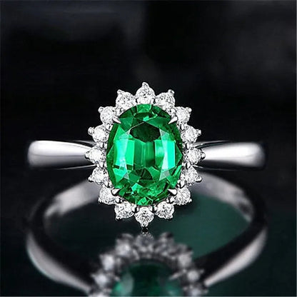 New Ruby Diana Sunflower Lady Ring Classic Living Mouth Design Women'S Ring