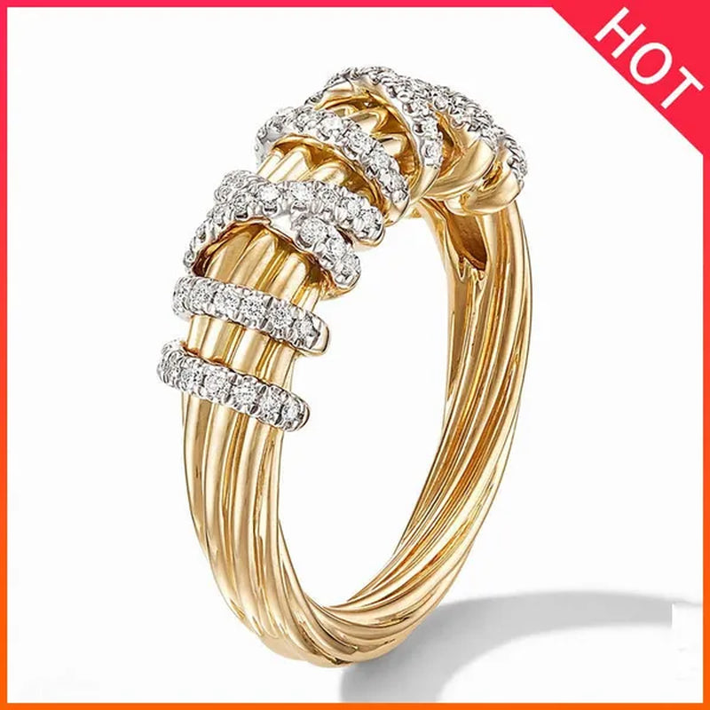 Exquisite Niche Charming Tree Vine Twist Zirconia Stong Ring Princess Romantic Gift Ring Wedding Banquet Anniversary Jewelry Gift Size 5-11