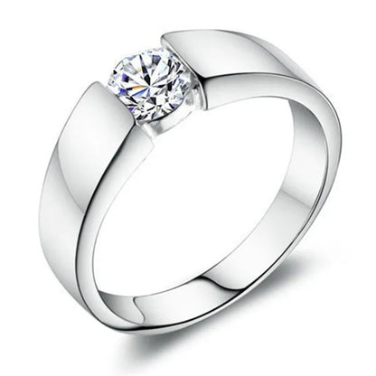 Luxury Fashion Man'S and Woman'S Diamond Wedding Ring Silver Ring Titanium Steel Ring Engagement Bijoux Jewelry