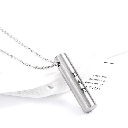 Mom Dad Stainless Steel Urn Necklaces for Women Men Cremation Pendant Necklace for Memorial Ashes Jewelry Silver