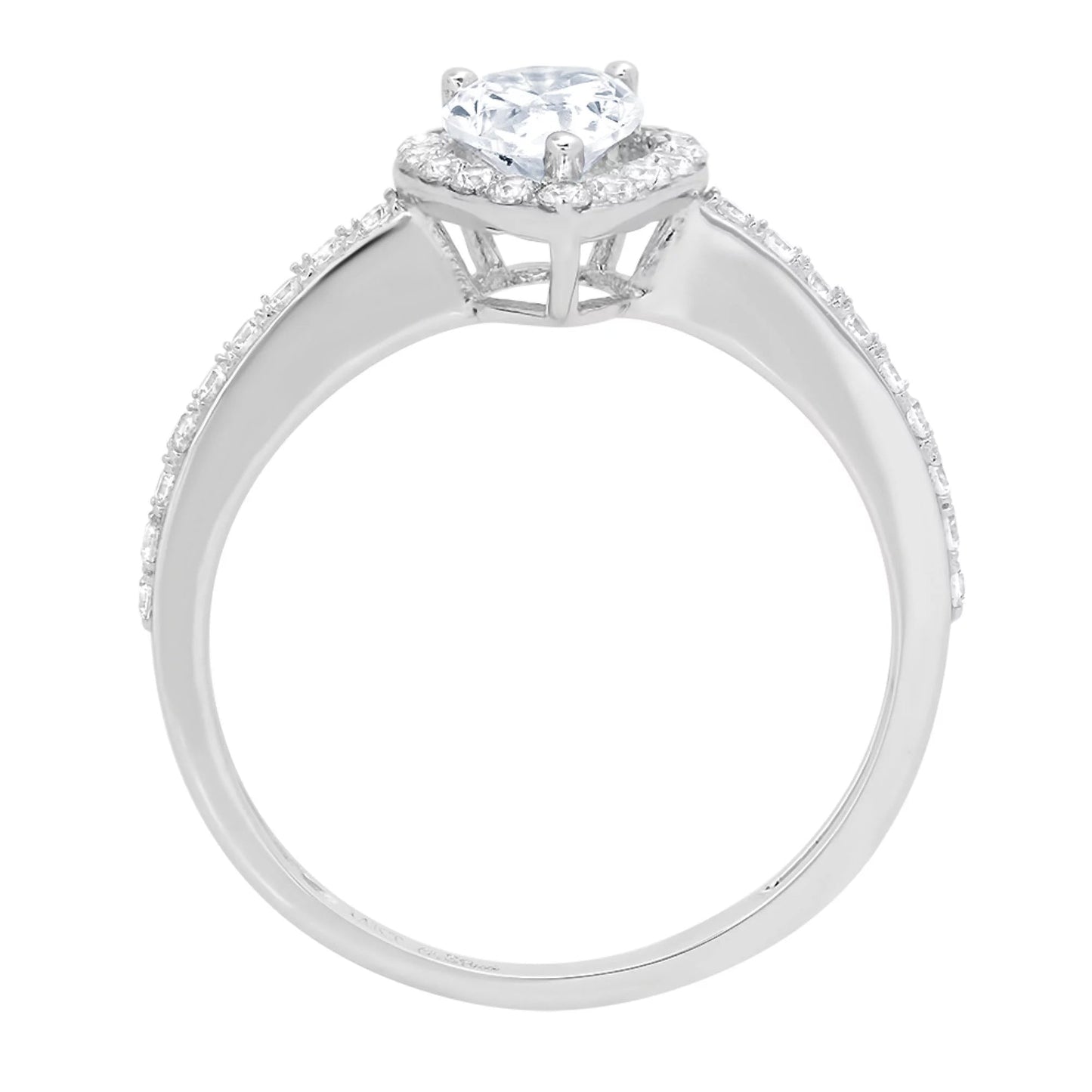 0.8 Ct Brilliant Pear Cut Simulated Blue Diamond 14K White Gold Halo Solitaire with Accents Engagement Ring SZ 11