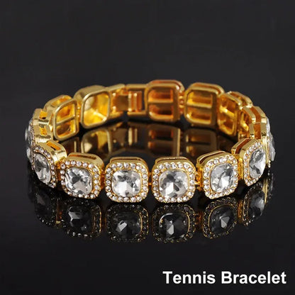 Hip Hop Bracelet Cuban Link Bracelet Ice Out Tennis Bracelet for Men and Women Hip Hop Jewelry