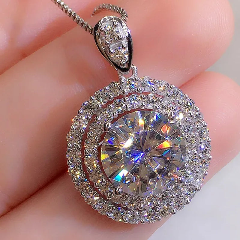 Delicate Moissanite Solitaire Necklace for Women Bridal Romantic Wedding Necklace Jewelry