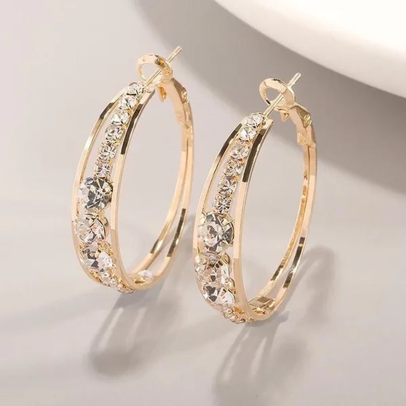 European and American Fashion Hoop Earrings Women'S Earrings Micro-Inlaid White Zircon Delicate Earrings Romantic Valentine'S Day Gift Engagement Earrings Wedding Earrings Anniversary Women'S Jewelry