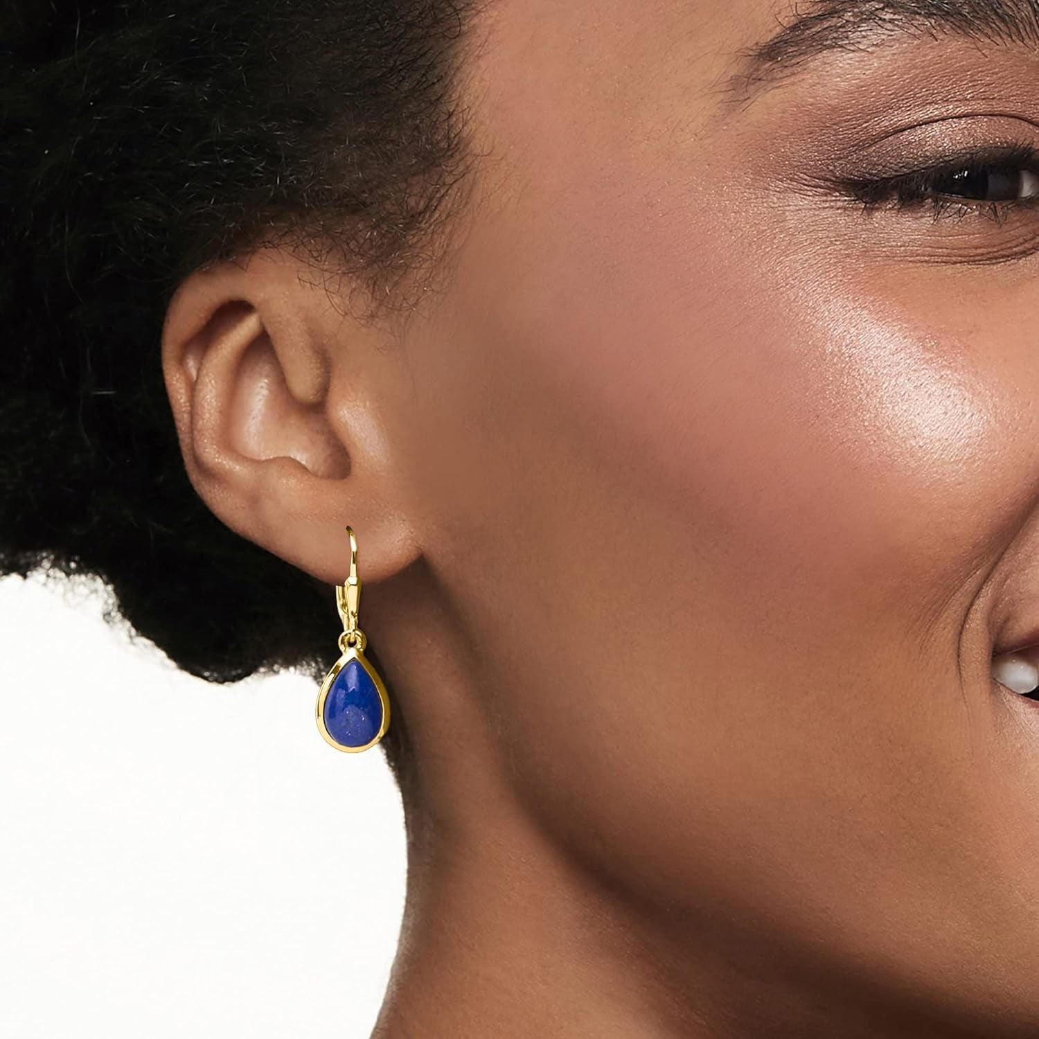 Lapis Teardrop Earrings in 18Kt Gold over Sterling