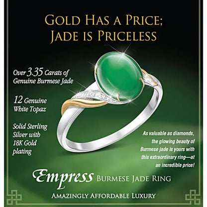 Exquisite Empress Burma Burma Jade 925 Sterling Silver Ring Green Jade Gemstone Ring Bright Diamond Simple Ring, Elegant and Fashionable Ladies Jewelry Accessories Anniversary, Gift for Wife, Mother, Daughter, Friend