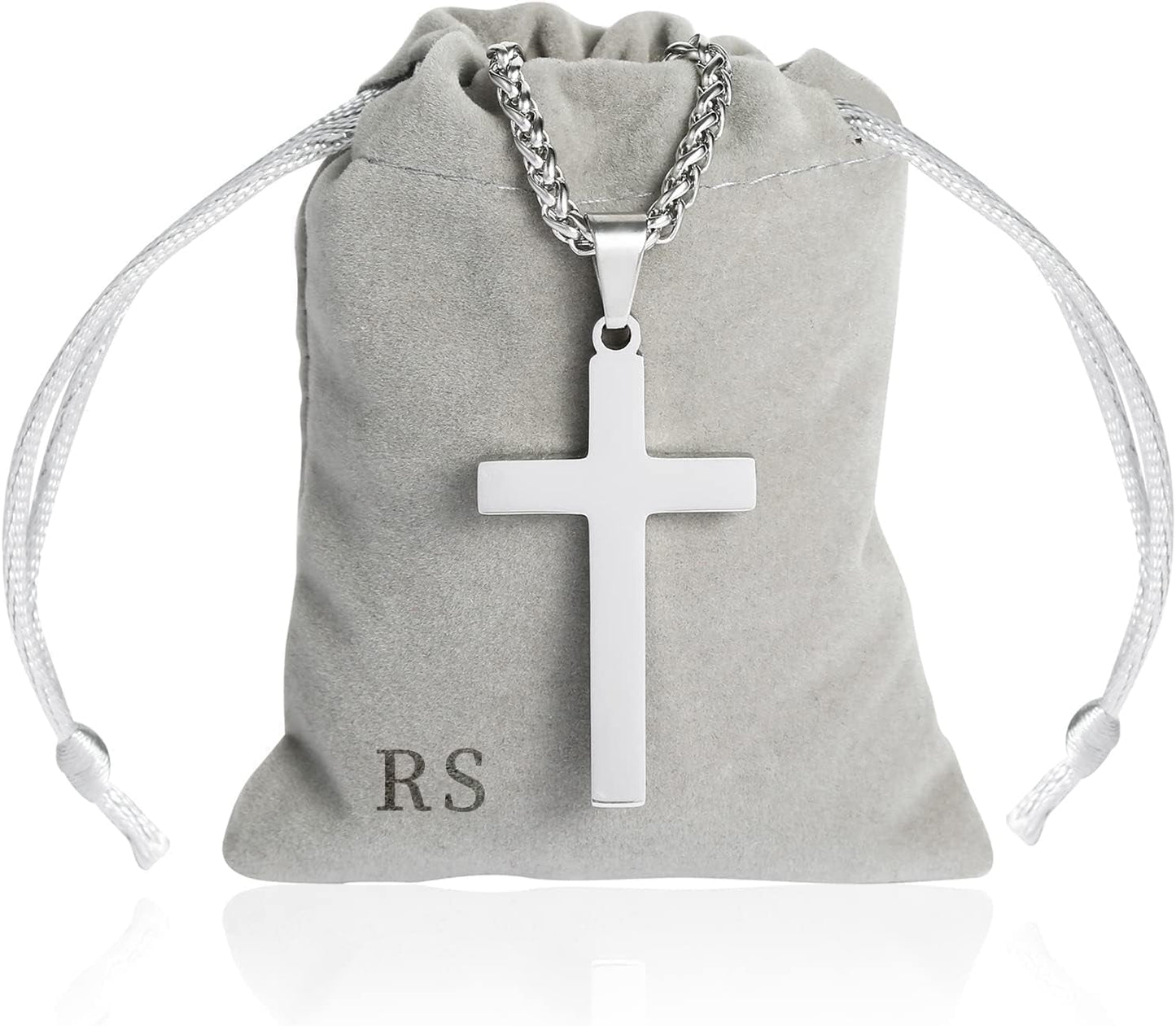 Cross Necklace for Men Boys Women 16-24 Inches Stainless Steel Cross Pendant Chain Religious Gift