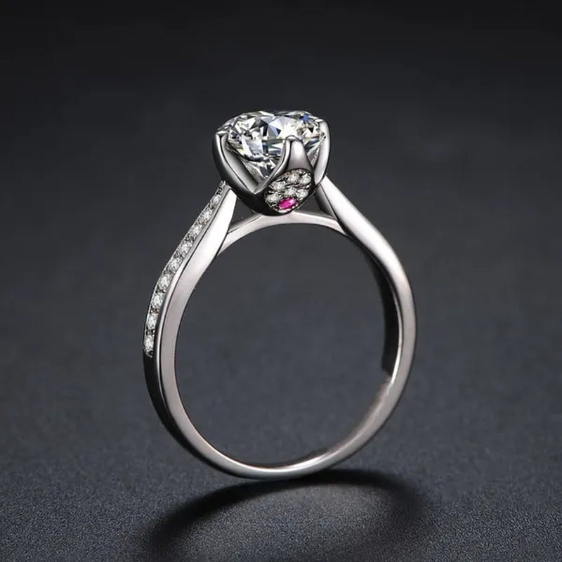 New Fashion Brilliant Round Cut Ruby Moissanite Ring 14K White Gold Plated Anti-tarnish Elegant Engagement Wedding Ring for Lover Precise Size 5-12