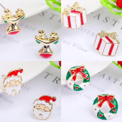 Christmas Jewelry with Diamond Snowflake Bell Christmas Earrings Christmas Tree Earrings Set Christmas Earrings Deer Stud Earrings