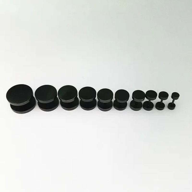 Punk Style Medical Titanium Black Silver round Barbell Stud Earrings Women Men'S Gothic Jewelry Rock Piercing Earring 1 Pair