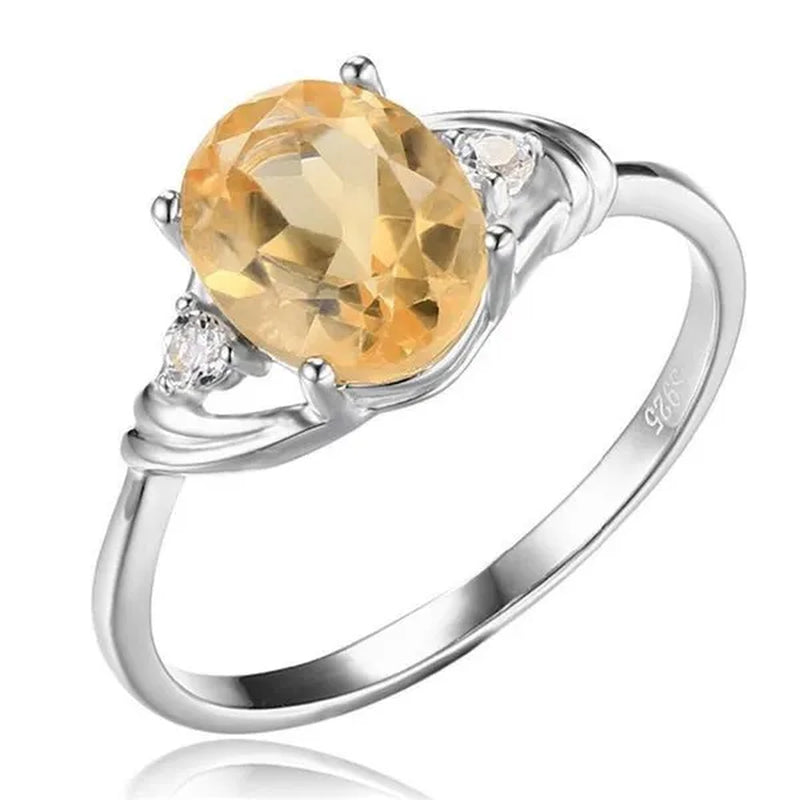 Majesty Diamonds MDS170186 1.8 CTW Oval Yellow Citrine Cocktail Ring in .925 Sterling Silver - Size 7