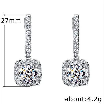 Luxury Elegant Lady Exquisite Cubic Zirconia Crystal Dangle Drop Earrings for Women Engagement Bridal Wedding Earrings Party Jewelry