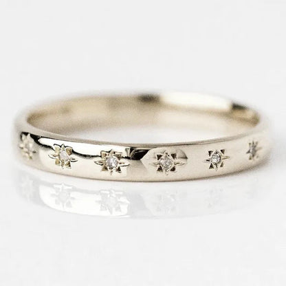 Trendy Gold Color Ring Bride Wedding Jewelry for Women Rings White Zircon Engagement Party Band Anniversary Gift