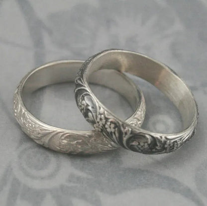 2Pcs Retro 925 Pure Silver Engagement Wedding Anniversary Set Ring Size 6-10