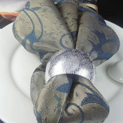 6pcs Silver Gold Wide Face Round Metal Napkin Ring for Wedding Banquet Dinner Table Decor