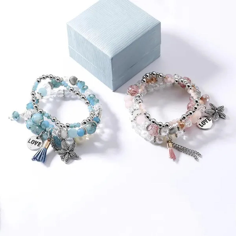 RAVIMOUR 3pcs Set Crystal Bracelets for Women Vintage Star Love Bracelet Female Jewelry Tassel Stone Charms Wristband Gift 2018